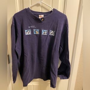 Vintage Disney Store L Sweatshirt Top Mickey Mouse Friends Purple Pullover Shirt